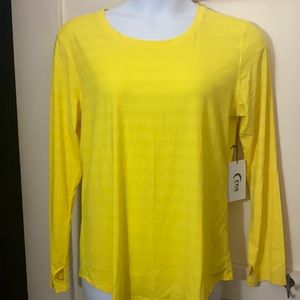 Zyia Yellow Subtle Stripe Long Sleeve T XL